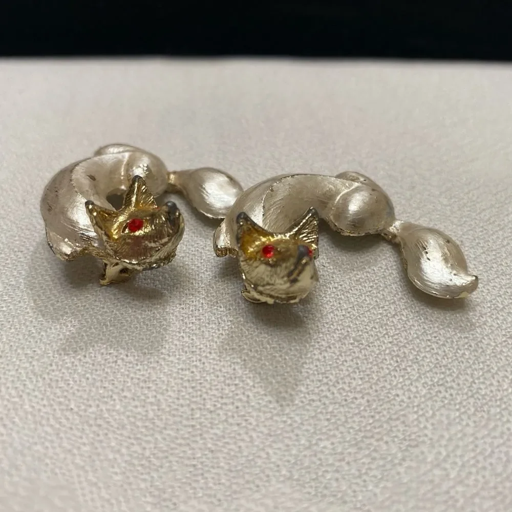 Vintage Enamel And Rhinestone Fox Pins (2) Brooches - Picture 13 of 16
